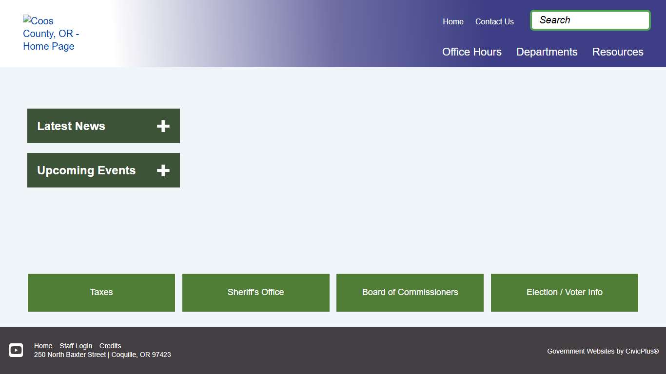 Home Page Coos County, OR